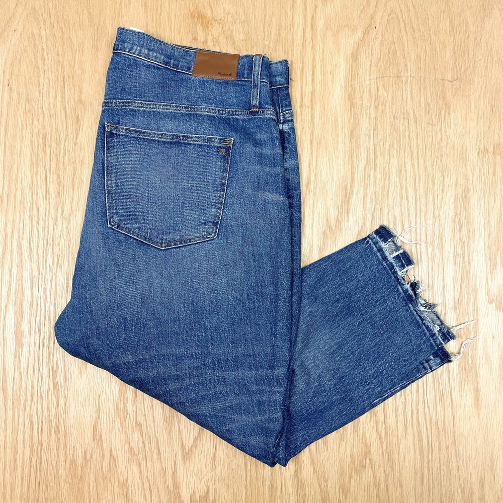 Womens MADEWELL The High Rise Slim Crop Boyjean Stretch Denim Jeans 34 Plus